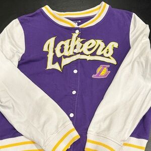 5th & Ocean Purple and White Lakers Bomber Jacket